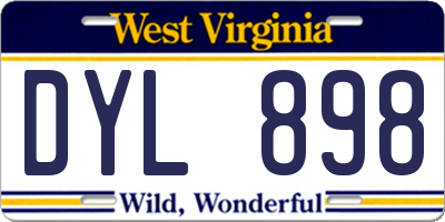 WV license plate DYL898