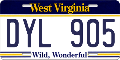 WV license plate DYL905