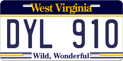 WV license plate DYL910