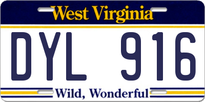 WV license plate DYL916