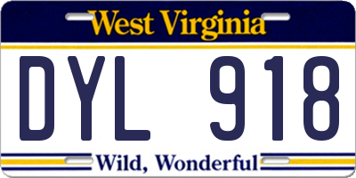 WV license plate DYL918