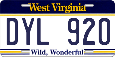 WV license plate DYL920