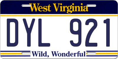 WV license plate DYL921