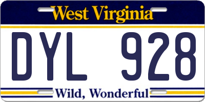WV license plate DYL928