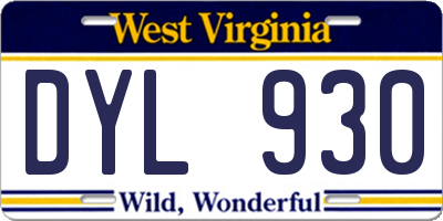 WV license plate DYL930