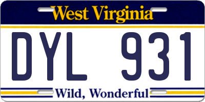 WV license plate DYL931