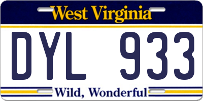 WV license plate DYL933
