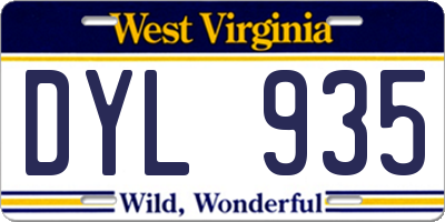 WV license plate DYL935