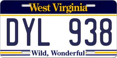 WV license plate DYL938