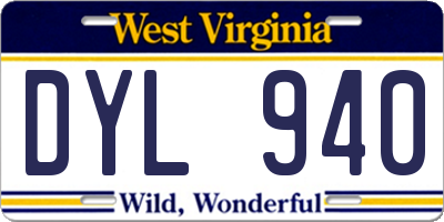 WV license plate DYL940