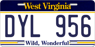 WV license plate DYL956