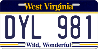 WV license plate DYL981
