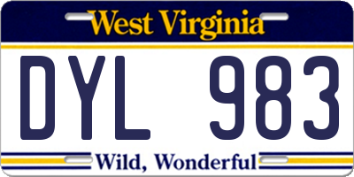WV license plate DYL983