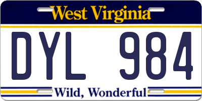 WV license plate DYL984