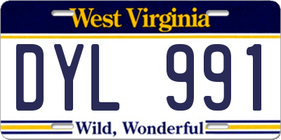 WV license plate DYL991