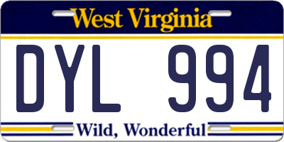 WV license plate DYL994