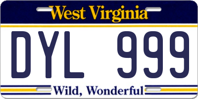 WV license plate DYL999