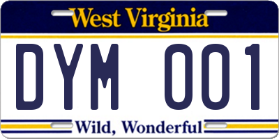 WV license plate DYM001