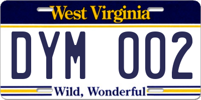 WV license plate DYM002