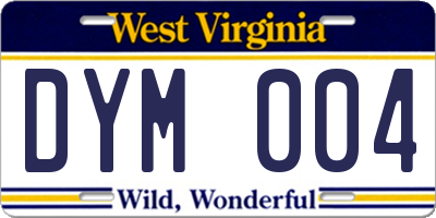 WV license plate DYM004