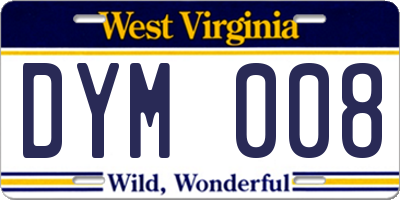 WV license plate DYM008
