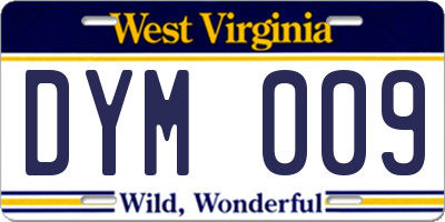 WV license plate DYM009