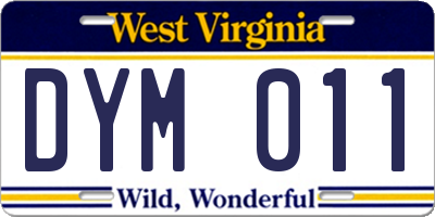 WV license plate DYM011
