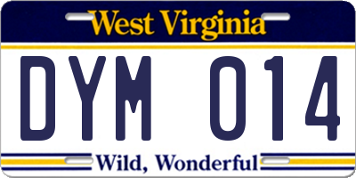 WV license plate DYM014