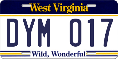 WV license plate DYM017
