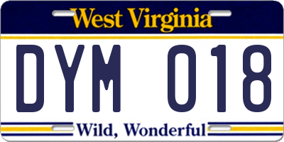 WV license plate DYM018