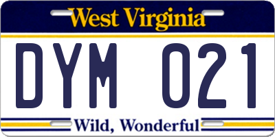 WV license plate DYM021