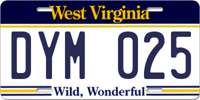 WV license plate DYM025