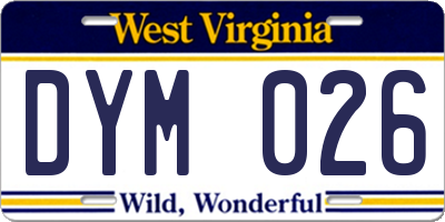 WV license plate DYM026