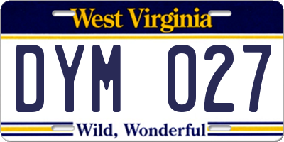 WV license plate DYM027