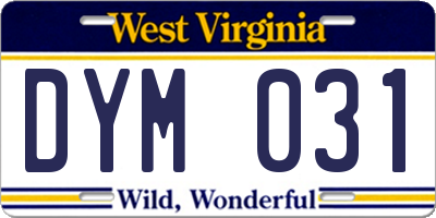 WV license plate DYM031