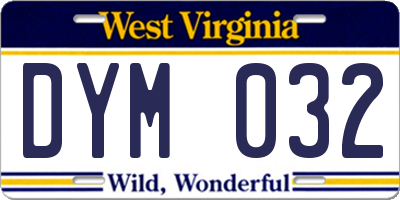 WV license plate DYM032