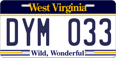 WV license plate DYM033