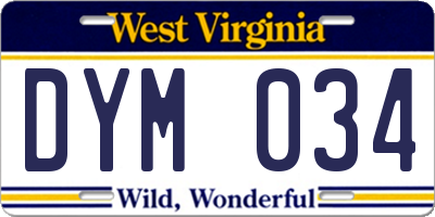 WV license plate DYM034