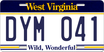WV license plate DYM041