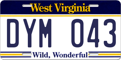 WV license plate DYM043