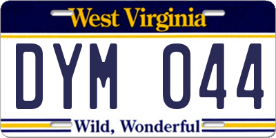 WV license plate DYM044