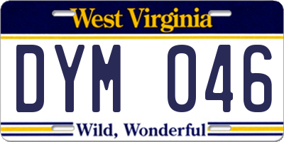 WV license plate DYM046