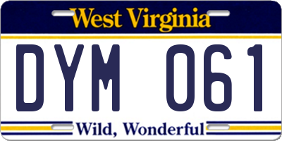 WV license plate DYM061