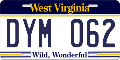 WV license plate DYM062