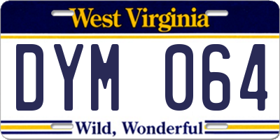 WV license plate DYM064