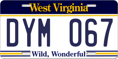WV license plate DYM067