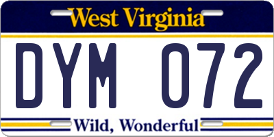 WV license plate DYM072