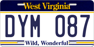WV license plate DYM087