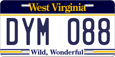 WV license plate DYM088