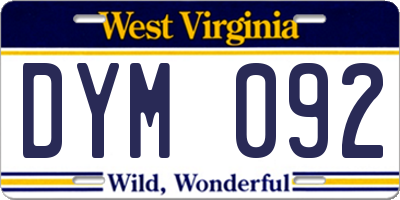 WV license plate DYM092